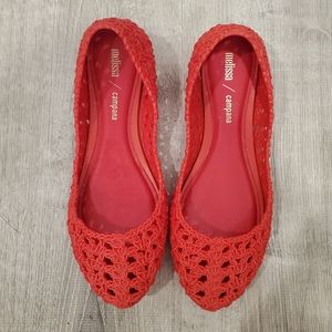 NEW Melissa Campana Papel Red Ballet Flats